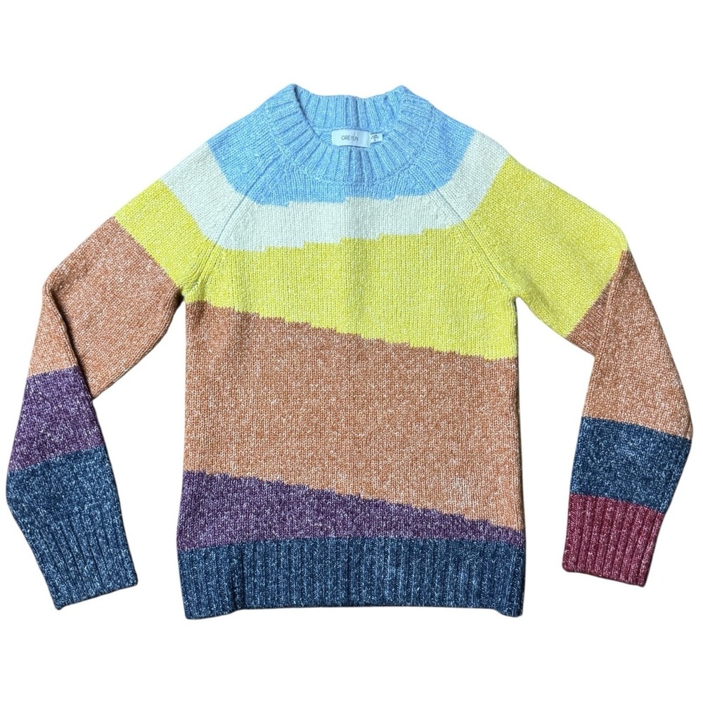 Greylin "Self" Asymmetric Stripe Colorblock Woman's Knit Sweater‎ Sz Small